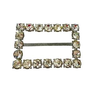 Vintage Sash Buckle Large Clear Crystal Decoration Rectangle Shape